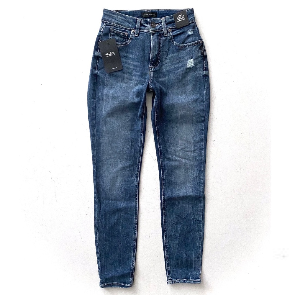 Silver Jeans Co. Avery Curvy Fit High Rise Skinny Leg Distressed Jeans 25 x 29